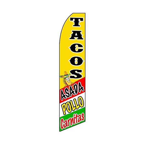 R and R Industries TACOS ASADA POLLO CARNITAS Flag (Mount