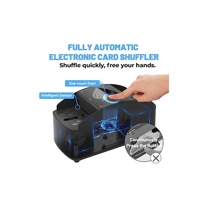 Ni-SHEN Fully Automatic Card Shuffler 1-4 Deck,USB/Battery Operated Electric Shuffler,