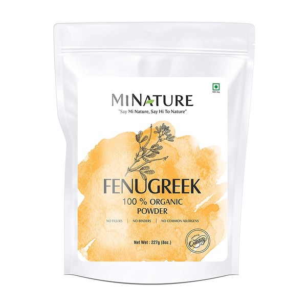 mi nature USDA CERTIFIED Organic Fenugreek Powder (TRIGONELLA FOENUM)(100% NATURAL , ORGANICALLY GROWN ) (227g / (1/2 lb) / 8 ounces) - Resealable Zip Lock Pouch