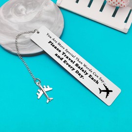 Bookmark Gift for Traveller Women Men Safe Travel Gift Airplane Fly Safe Bookmark Flight Attendant Gift Pilot Gift Aviation Graduation Gift Christmas Birthday Gift for Travelers