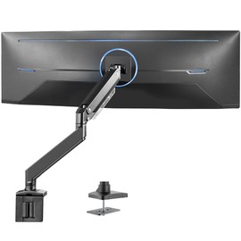 VIVO Premium Aluminum Monitor Arm for Ultrawide Screens up to 49 inches and 33 lbs, Heavy Duty Single Desk Mount, Pneumatic Height, Max VESA 100x100, Black, STAND-V101G1
