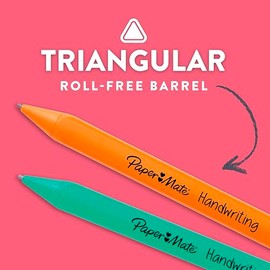 Paper Mate Juego de lápices mecánicos triangulares de escritura a mano con minas y gomas de borrar, 1,3 mm, lápices para niños en divertidos colores de barril, 5 unidades