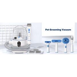 dainslef 5-in-1 Professional Pet Grooming Vacuum Kit | 400W Copper Motor & 134.7W Suction, 74dB Quiet Dog/Cat Clipper w/2L Dustbin | Heavy-Duty ABS Grooming Tools for Home & Salon Use​​