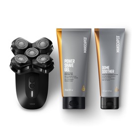 MANSCAPED® The Dome Shaver™ PRO Package - Head Shaver for Bald Men, Five Rotary Blade Design with SkinSafe® & FlexAdjust Technology, Head & Face Power Shave Gel, Dome Soother Aftershave Lotion