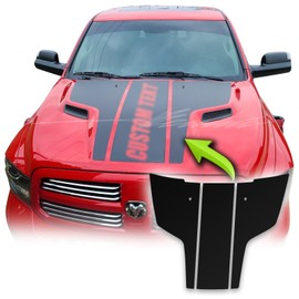 BENINI DESIGN STUDIO Hood Blackout Rebel Racing Stripe Vinyl Graphics Kit Decal Sticker Compatible with Dodge Ram 1500 2500 Rebel 2009-2018 (Matte Black)
