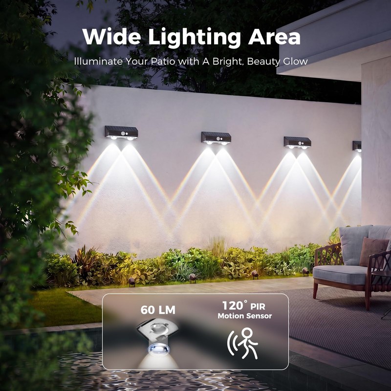 kolpop 16 Pack Solar Fence Lights Outdoor with 3 Modes