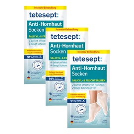 tetesept Anti-Hornhaut Socken mit Salicyl- & Fruchtsäuren - 3 Paar One Size - Befreit effektiv von Hornhaut mit 1 Anwendung - Hornhautentferner beugt Schrunden vor