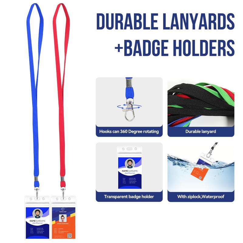 ID Card Holder, Pack of 20 Lanyards with Card Holder,