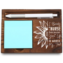 VYNWPDFLI Wooden Sticky Note Holder for Nurses, Motivational Gift, Desk Decor for Nurses, 16.5 x 12 x 1.5 cm,LQQ28