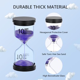 Sand Timer 10 Minute, Plastic Sand Clock for Kids, Acrylic Unbreakable Hourglass, Small Sandglass 10 Min for Classroom,Game,Decorative (Purple)