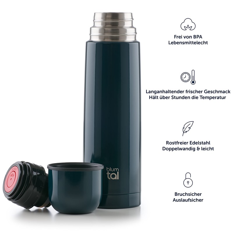 Blumtal Eifel Stainless Steel, Leak-Proof Thermos Flask with Drinking Cup