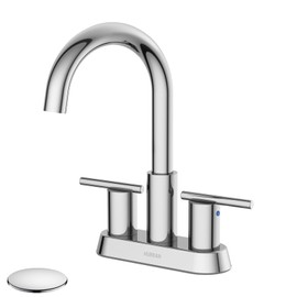 Hurran 4 Inch Bathroom Faucet for Sink 3 Hole, Chrome Bathroom Faucet with Pop-up Drain and 2 Supply Hoses,Stainless Steel Lead-Free 2-Handle Centerset Faucet for Sink Vanity RV