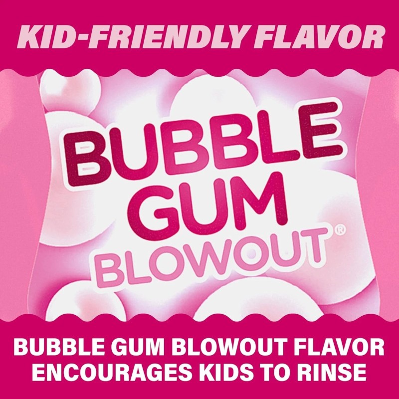 ACT Kids Bubble Gum Fluoride Mouthwash, Alcohol-Free, 16.9 oz.