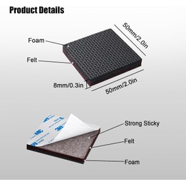 AZWOOD 12 x 50 mm Non-Slip Rubber Furniture Floor Protectors - Non-Slip Furniture Pads for Fixing in Place Furniture