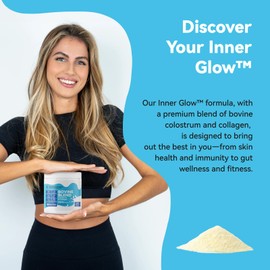 Inner Brightness Inner Brightness Bovine Colostrum & Collagen Powder for Gut Health, Immune Support, Hair Growth & Beauty Supplement, Sugar Free C IgG, Probiotics, Vitamin B12, C, D3 C Unflavored, 30 Servings