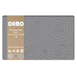 OHMO Dog Food Mat, Silicone Waterproof Cat Food Mat, Non-Skid Spill Proof Pet Feeding Mat for Food and Water, Easy to Clean Dog Placemat(Grey, 18.9" x 11.8")
