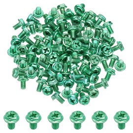 PATIKIL M4 x 6mm Thread Ground Screws, 100 Pack Green Electrical Grounding Screw Hex Phillips Head Flanged for Home Electrical Lamp