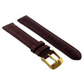 20mm Burgandy Genuine Leather Mock Croc Watch Strap Band Mens Crocodile Padded Gold Buckle