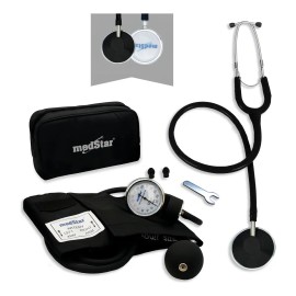 Baumanómetro aneroide MedStar SLI-HS-50B-F con estetoscopio Simplex - Negro, brazalete 23‑32 cm