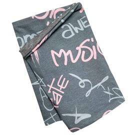 Wollhuhn Eco Lightweight Boys / Girls Jersey Slip-On Scarf / Neckerchief / Loop Cotton Many Designs Summer / Transitional Times 20212030, Cool Music Grey/Pink