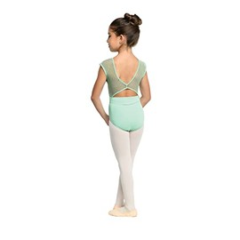 Danz N Motion Girls Skyla Dot Mesh Cap Sleeve Leotard 23101C (Mist Green, 8-10)