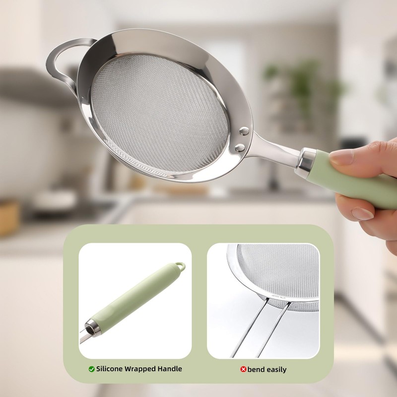 YENXIKU Stainless Steel Strainers Fine Mesh Sieve, Sifter for Baking,
