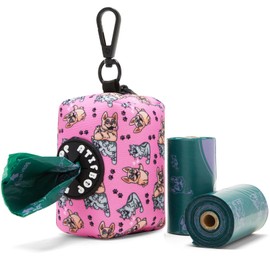 ATIFBOP Dog Poop Bag Dispenser with 30 Bags, Dog Waste Bag Holder Fit All Dog Leashes, Soft and Big Capacity Doggy Bags Refill Carrier (Pink)