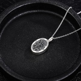 DAYLINLOVE Urn Necklaces for Ashes 925 Sterling Silver St Archangel Michael Medallion Coin Pendant Necklace Protection Amulet Cremation Jewellery for Women Men, Sterling Silver