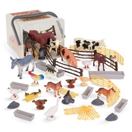 Terra by Battat – Farm Animal Figurines & Accessories – 60 Pieces Toy Animal Bucket for Kids – Cows, Pigs, Horses, Cats & More – Realistic Farm Playset – Country World Toys 3+ Years