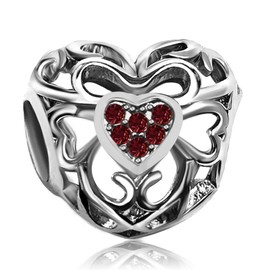 JMQJewelry Mom Son Wife Husband Heart Love Birthstone Birthday January Red Crystal Womens Beads Charm for Bracelets Graduation Thanksgiving Christmas