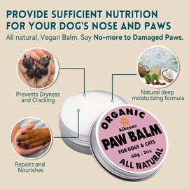Coconut Scented Paw Balm for Dogs & Cats – 60g Moisturizing Pet Paw Cream, Healing Pad Protection for Dry Cracked Paws, Safe Lickable Formula with Shea Butter & Beeswax, All-Season Use
