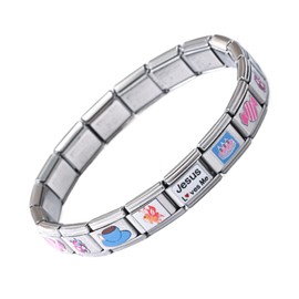 Italian Modular Bracelet,Stainless Steel Italian Modular Wrist Bracelet - Elegant Jewelry-finding Accessory for Dating Camping Banquet Beach Traveling Wedding