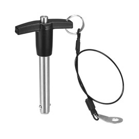 sourcing map T Handle Lock Pins, 25/64" Pin Dia. 1-31/32" Usage Length Stainless Steel Push-Button Quick Release Pin with Lanyard Cable (10mm-50mm)