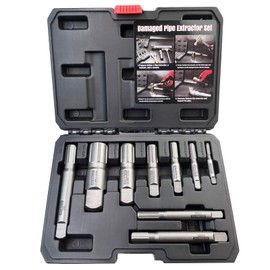Pipe Extractor Set, 9-Piece Heavy Duty Steel Broken Pipe Extractors for Removing Damaged Threaded Pipes & Fittings from 1/8" to 1", with Durable Storage Case, Ideal Tools for Plumbers Mechanics DIY