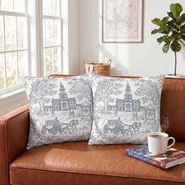 Patriotic Decorations 12x12 Pillow Covers Set of 2, 250 Year American Anniversary Vintage Throw Pillow Covers for Couch Patio Party Double-Sided
