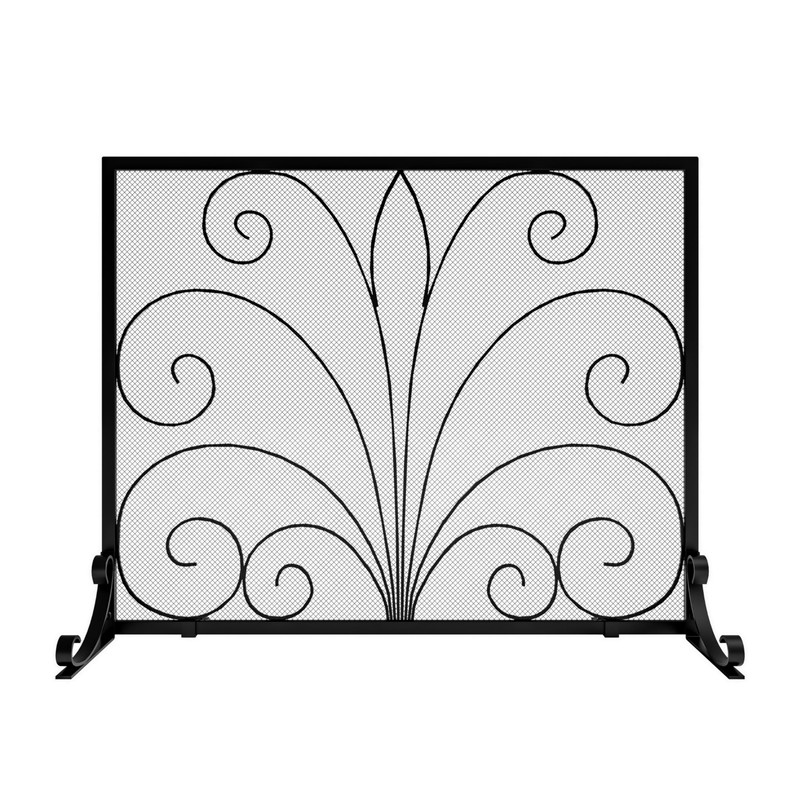 Fire Beauty Fireplace Screen,Handcrafted Wrought Iron,Flat Guard Metal Furnace Fireguards