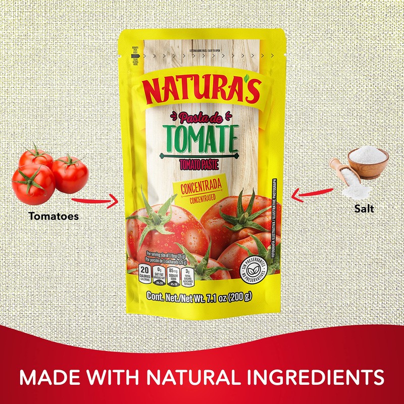 Natura's Natural Tomato Paste, Heat-and-Eat Tomato Paste, 7.1 Oz (Pack