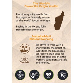 Purity Kitchen Madagascan Vanilla Beans, Grade A Gourmet, 2 Whole Pods, Halal & Kosher Certified & Vegan. 100% Pure.
