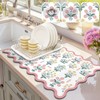 1 Pack Scalloped Floral Dish Drying Mat, 12"x20" Coffee Mat