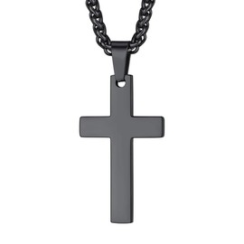 Suplight Stainless Steel Black Cross Necklace for Men Women