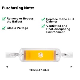 KIMROO 78mm 5W R7S LED Bulbs (4 Pack) - 75W Halogen Equivalent, J-Type T3 120V Dimmable 3000K Warm White Double Ended Flood Light for Landscape Lighting
