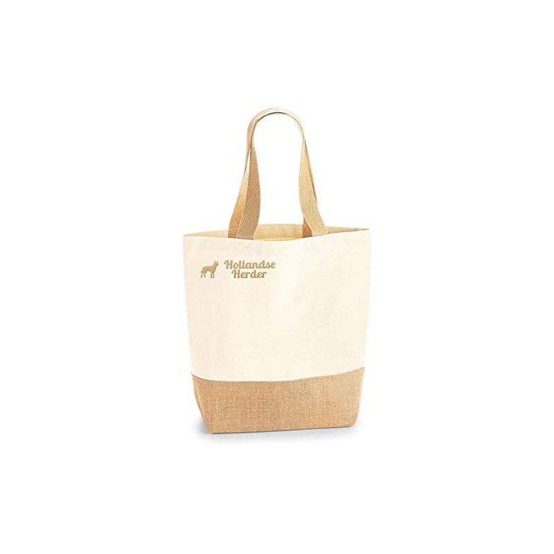 Hollandse Herder Jute Bag Shopper Shopping Bag Dog Motif Embroidery