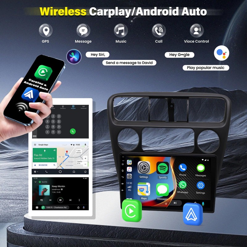 9" Android 13 Double Din Car Stereo w/Carplay Android Auto