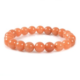 Justinstones Natural Orange Aventurine Gemstone 8mm Round Beads Stretch Bracelet 7 Inch Unisex
