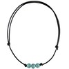 Barch Young Three Turquoise Choker Necklace on Black Leather String