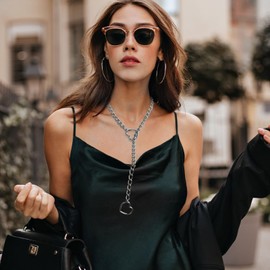 Meifiyu Punk Gothic Choker Necklace Women, Necklace, Necklace Women, Love Shackles Necklace, Y Necklace, Slip Chain Lariat for Men and Women, O-Ring Slip Chain, Birthday Gift for Girlfriend, Stainless