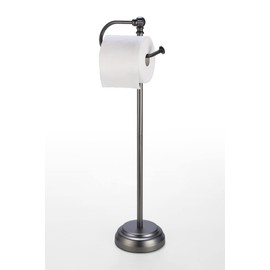 SunnyPoint Classic Bathroom Free Standing Toilet Tissue Paper Roll Holder Stand (Black Nickel)