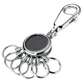 TROIKA PATENT BLACK VISION KEY HOLDER - #KYR01-A161 - Round Shiny - Key Ring - Carabiner Hook - 6 Removable Rings - Key Organisation - Elegant Design - Troika Original, black white, Keyring