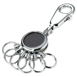 TROIKA PATENT BLACK VISION KEY HOLDER - #KYR01-A161 - Round Shiny - Key Ring - Carabiner Hook - 6 Removable Rings - Key Organisation - Elegant Design - Troika Original, black white, Keyring