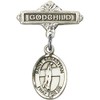 Sterling Silver Baby Badge with St. Sebastian/Volleyball Charm and Godchild